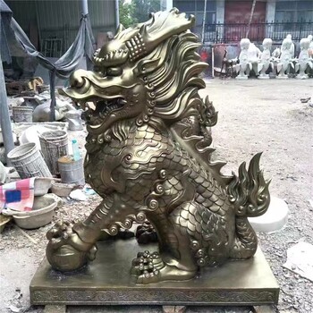 大型黃銅麒麟雕塑模型