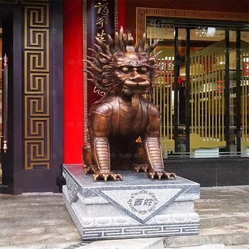 大型黃銅麒麟雕塑模型