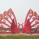 不銹鋼仿銅鳳凰飛舞雕塑圖