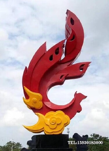 不銹鋼鳳凰地標(biāo)性雕塑城市地標(biāo)鳳凰金越雕塑廠家