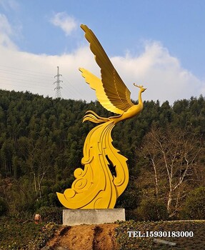 廣場不銹鋼鳳凰標志雕塑企業(yè)景觀鳳凰金越雕塑廠家