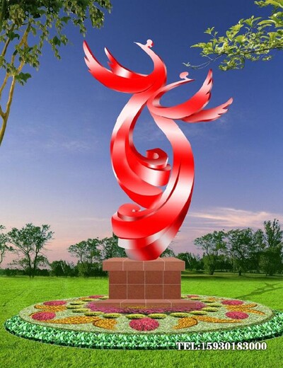 不銹鋼抬頭飛翔鳳凰雕塑加工學(xué)校鳳凰文化金越雕塑廠家