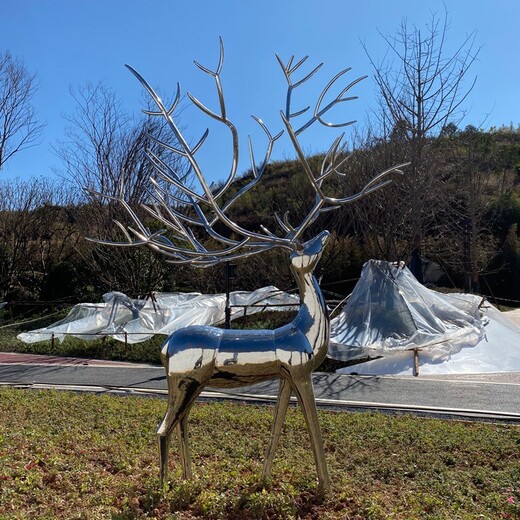 定制不锈钢鹿，动物雕塑厂家