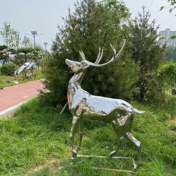戶(hù)外不銹鋼鹿雕塑，動(dòng)物鹿定制景觀(guān)小品