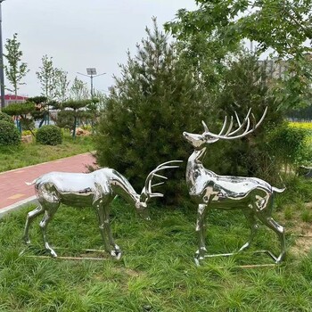鏡面不銹鋼鹿雕塑，動物鹿定制廠家