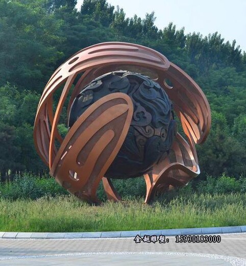鏤空不銹鋼圓球雕塑城市街道雕塑金越廠家