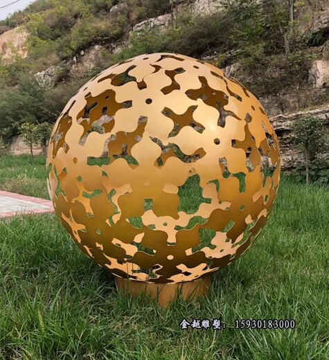 不锈钢单层镂空球雕塑烤漆喷漆雕塑金越厂家