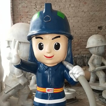 彩繪卡通消防員雕塑道具