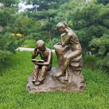 戶外玻璃鋼讀書人物雕塑