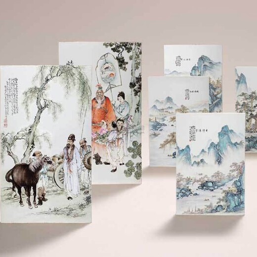 滁州汪野亭瓷板畫款識真品圖片