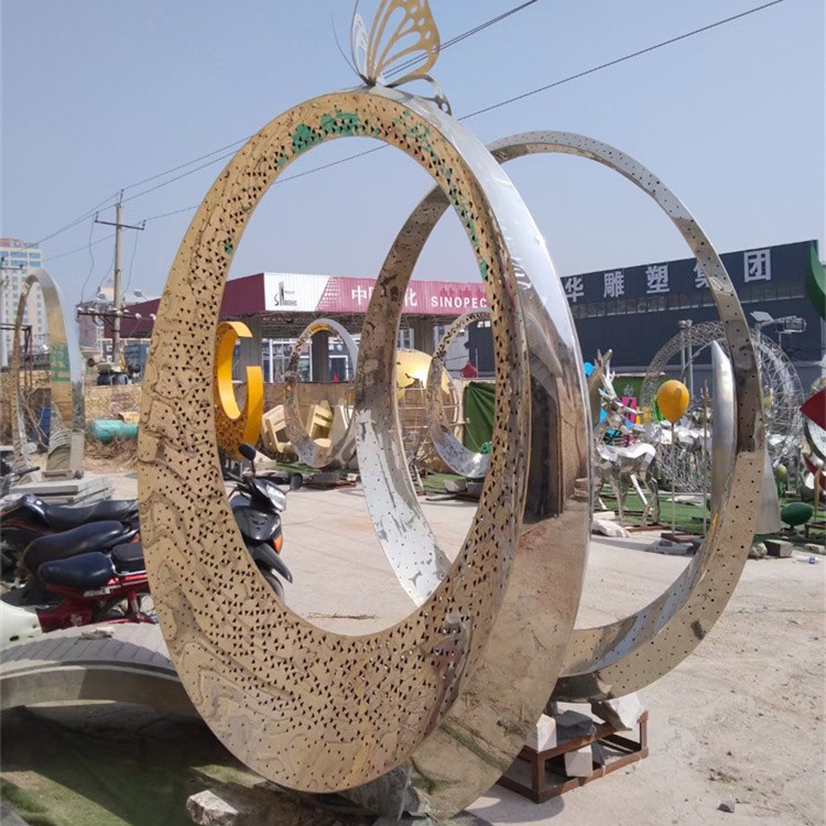 不锈钢异形圆环雕塑圆环型雕塑
