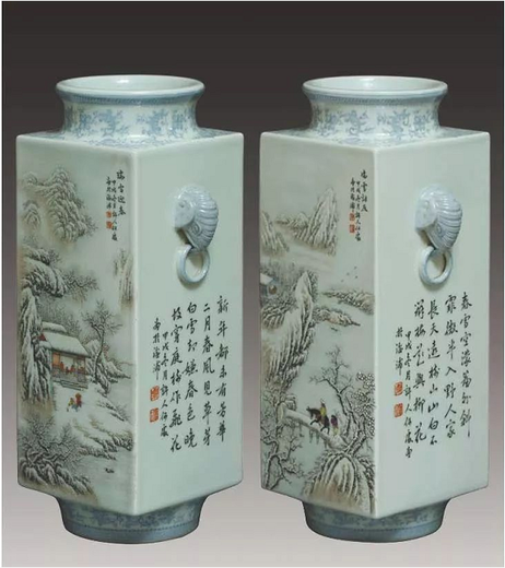 三亞何許人雪景瓷板畫款識真品圖片