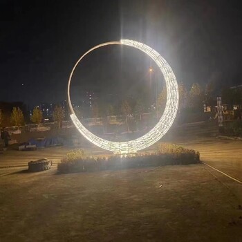 出售不銹鋼編織發(fā)光月亮雕塑多少錢一個,出售不銹鋼雕塑施工方式