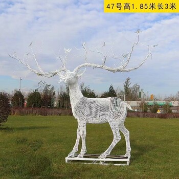 供应钢丝编织鹿雕塑，灯光鹿雕塑，编织组合鹿雕塑定制