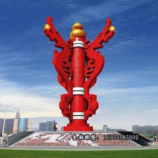 不銹鋼二龍戲珠雕塑廣場抽象龍雕塑定制金越雕塑