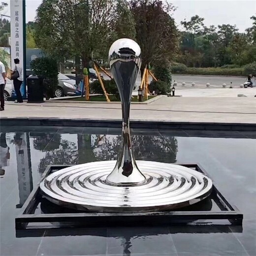 抽象鏡面水滴雕塑水花造型雕塑