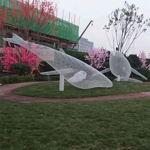 廣場不銹鋼鯨魚雕塑公司