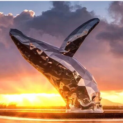 抽象不锈钢鲸鱼雕塑厂家