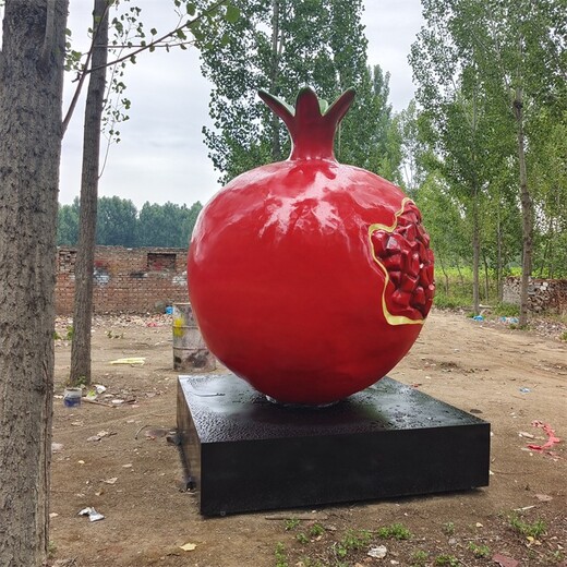 玻璃鋼大紅石榴雕塑加工廠
