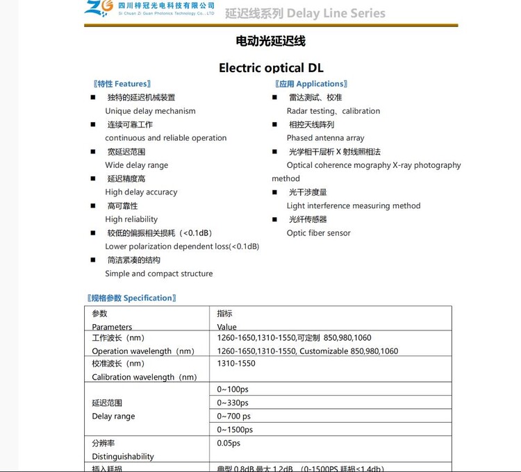 1w高功率光延遲線