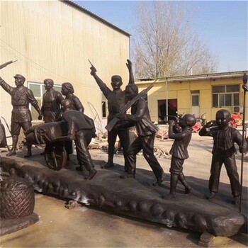 仿銅玻璃鋼軍民魚水情雕塑生產(chǎn)廠家,軍民一家親雕塑