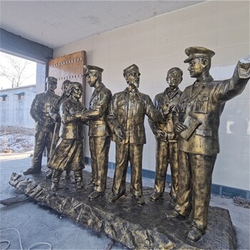 仿銅玻璃鋼軍民魚水情雕塑廠家直銷,軍民抗戰(zhàn)雕塑
