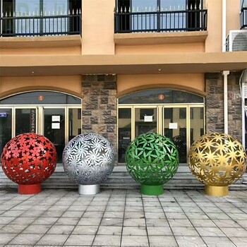 贵州校园不锈钢镂空球雕塑批发