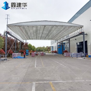 半封闭仓库雨棚俗称货棚料棚电动式推拉篷上门施工安装