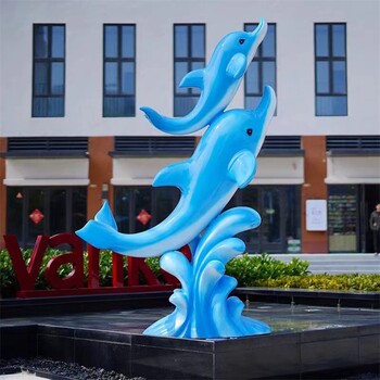 定做不锈钢海豚雕塑，海洋动物雕塑