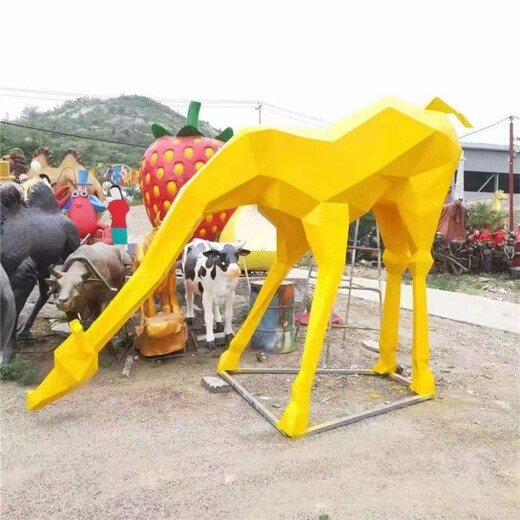 几何不锈钢长颈鹿雕塑造型