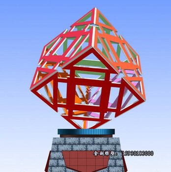 不銹鋼六面體雕塑鏤空立體發(fā)光魔方雕塑金越雕塑