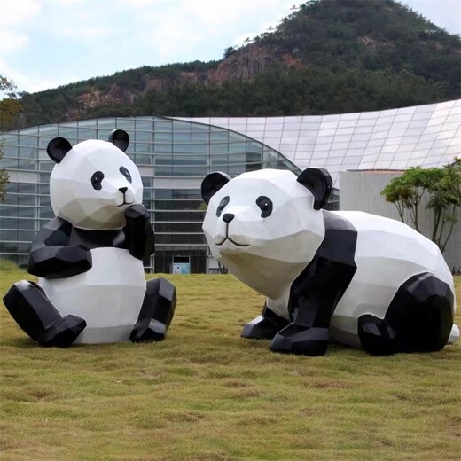 玻璃钢大型大熊猫雕塑落地摆件