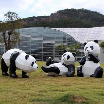 定制大熊猫雕塑，动物雕塑小品