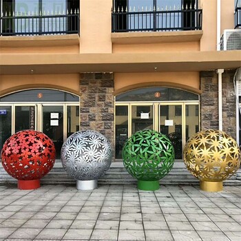 不銹鋼發光鏤空球雕塑設計制作廠家