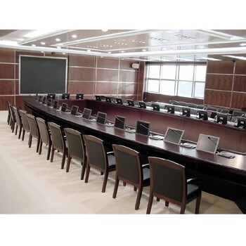 十六人位会议桌免漆板会议桌电动博奥无纸化升降会议桌视频