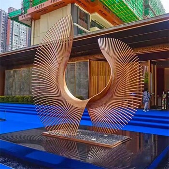 發光不銹鋼翅膀雕塑小品