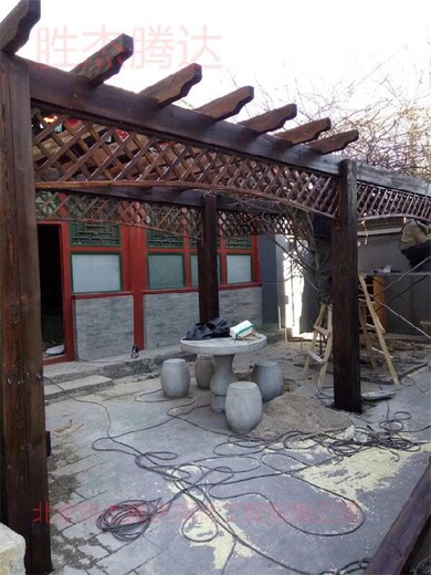 西城園林庭院綠化設(shè)計(jì)防腐木葡萄架
