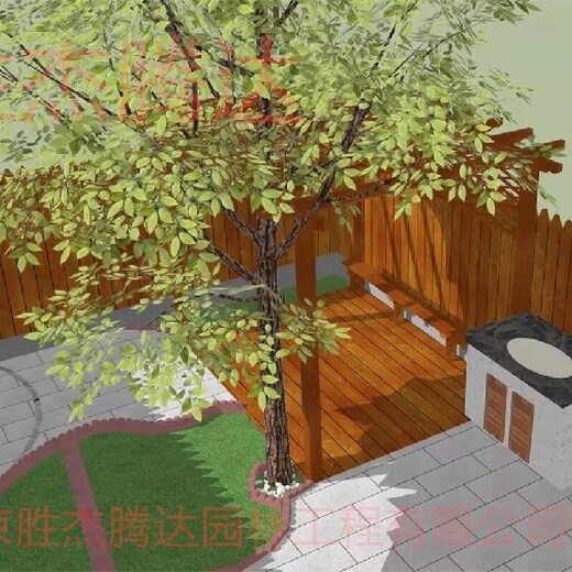 密云阳台庭院绿化设计防腐木围栏
