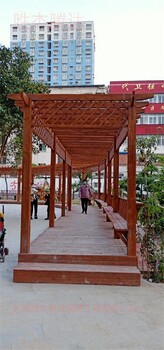 東城屋頂庭院綠化設計碳化木葡萄架
