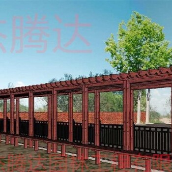 石景山戶外庭院綠化設計碳化木葡萄架