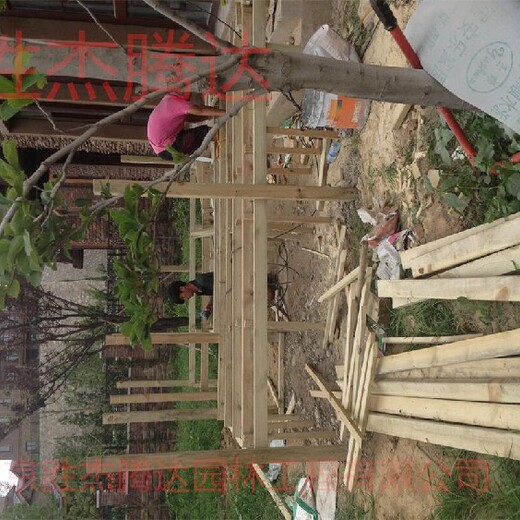 密云別墅花園設(shè)計防腐木地板室外陽臺露臺