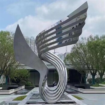 陕西酒店抽象不锈钢翅膀雕塑定制