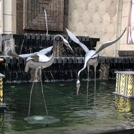 定做不銹鋼仙鶴雕塑景觀小品