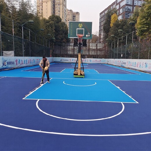 南川篮球场水性丙烯酸地坪施工