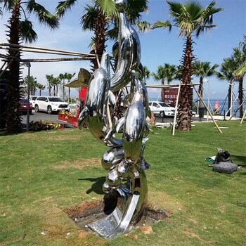 加工大型不锈钢海豚雕塑厂家