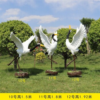 玻璃鋼彩繪仙鶴雕塑水景仙鶴雕塑加工廠家