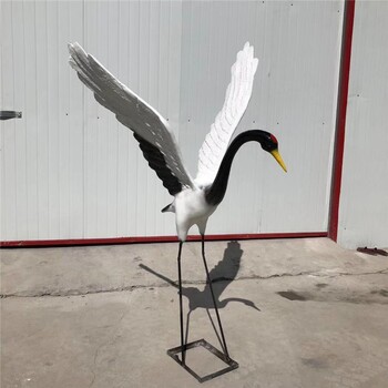 玻璃鋼仙鶴雕塑，公園仿真動物擺件制作