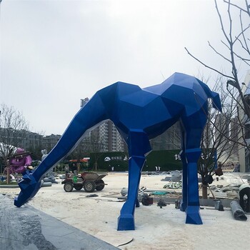 不锈钢几何长颈鹿雕塑切面动物雕塑加工厂