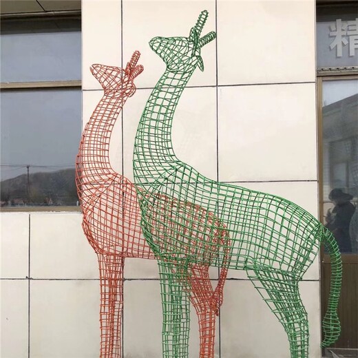 不锈钢切面长颈鹿雕塑公园块面动物雕塑摆件厂家