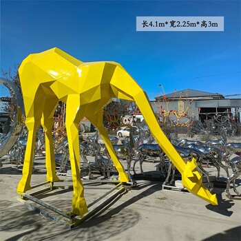 鏡面不銹鋼長頸鹿雕塑公園塊面動物雕塑擺件廠家